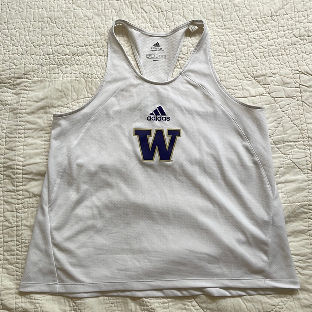 Adidas Athletic Running Tank Top White University of Washington UW